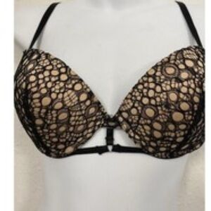 Fredrick’s of Hollywood Black/Tan Lace Padded Push- Up Bra- 34C